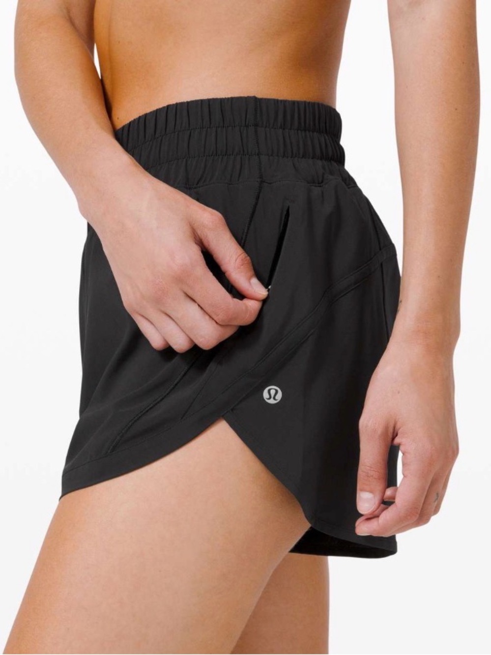 lululemon athletica Track That HR 3 inch Black Athletic Running Shorts